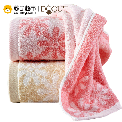 DOOUT都豪 提花海棉浴巾 加大加厚 纯棉柔软吸水 成人全棉浴巾 70*140cm 黄色