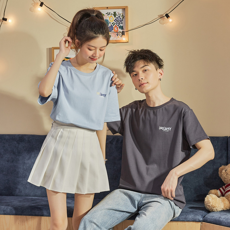 唐狮夏新款情侣短袖T恤你那纯棉韩版宽松潮酷上衣圆领半袖衫