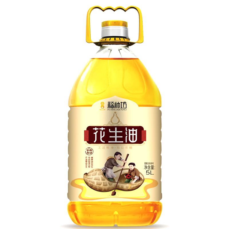 福帅坊(FUSHUAIFANG) 5L花生油 物理压榨 健康食用油 家用 桶装 单桶价 黄色 5L