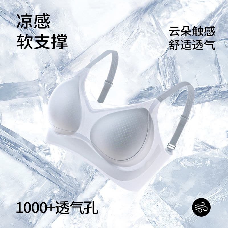 猫人凉感超薄内衣女士文胸10A抗菌提拉聚拢背心式无痕冰丝文胸罩图片