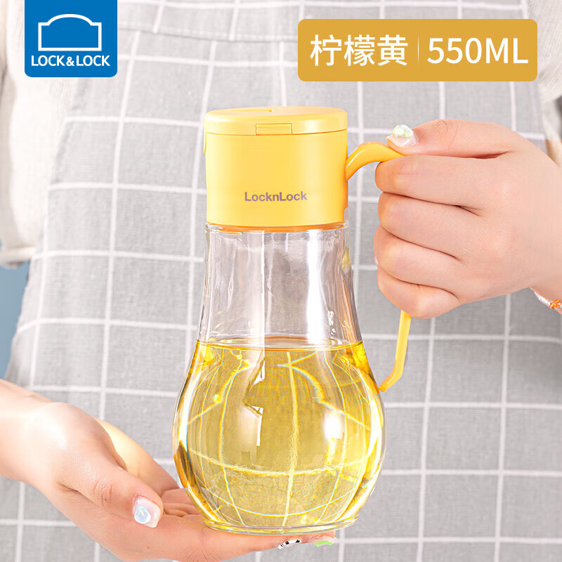 乐扣乐扣 自动开合油壶 可拆洗厨房玻璃醋酱油调料油瓶 550ML蓝色CKO110NVY高清大图