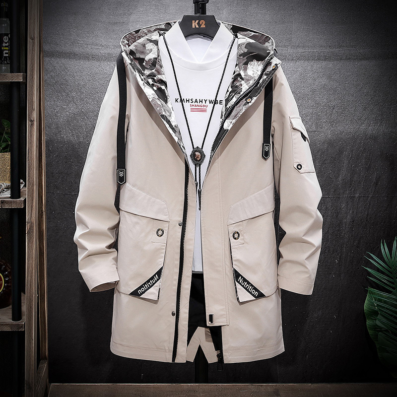 春秋薄款夹克连帽拉链大口袋工装痞帅外套男潮流百搭简约休闲衣服dqc