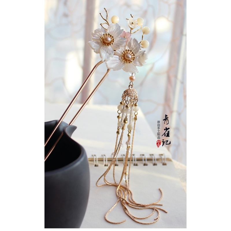 花语诗月青雀记手工发饰古风发簪发钗流苏步摇簪子明制头饰古典汉服配