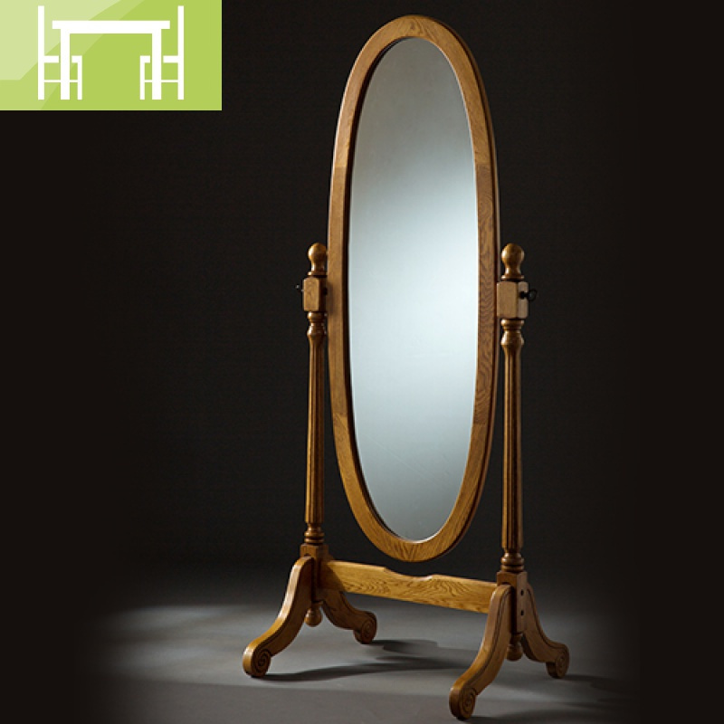 逸家伴侣全实木美式复古落地镜家用ins网红显高全身穿衣镜子试衣镜