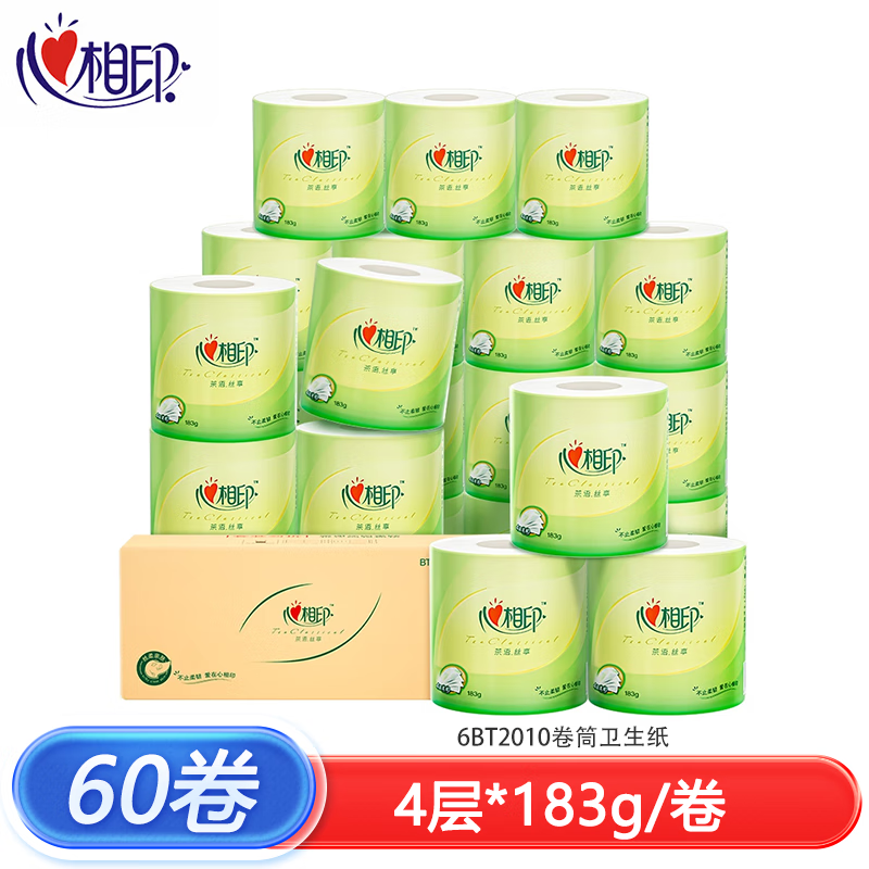 心相印 茶语丝享 四层卷筒卫生纸 10卷*6提(183g/卷) 6BT2010