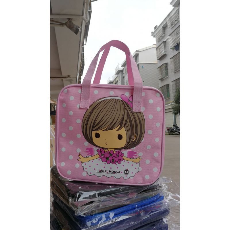 粉红色饭兜袋学生保暖袋带饭手提袋小学生饭盒手提包儿童带饭女童便当