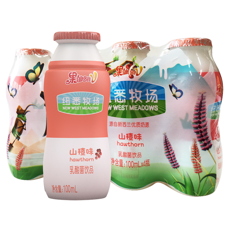 果仙多维V 儿童乳酸菌饮料山楂口味100ml*4 新西兰奶源乳饮料