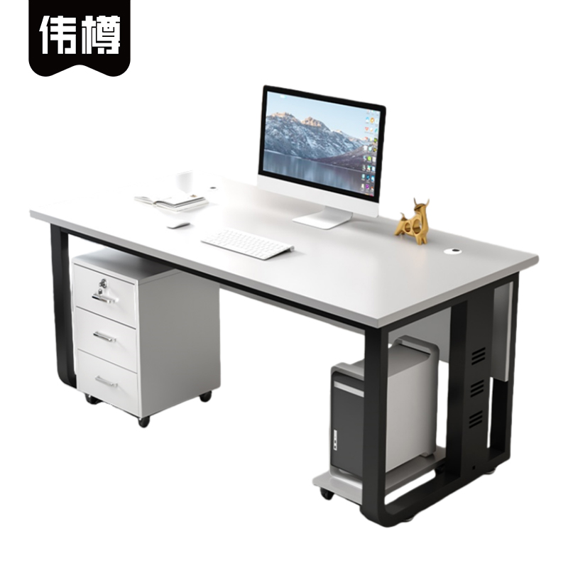 伟樽办公桌带柜120*80*75cm套高清大图