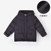 铅笔俱乐部童装2022冬装新款女童羽绒服儿童外套连帽保暖90白鸭绒 140cm 黑色