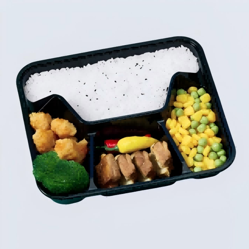 烹巅Poondear 食品用一次性四格餐盒 21*18*3.1cm 150套/箱高清大图