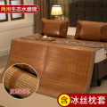 夏天凉席草席安吉竹席水磨碳化席子折叠双面席反面藤席厂家_448 120*190CM 生态水磨-正面竹席反面亚草（含冰丝枕套）