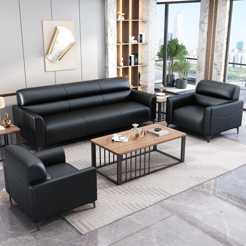 常喜悦沙发茶几组合接待办公家具皮沙发现代办公室沙发高清大图