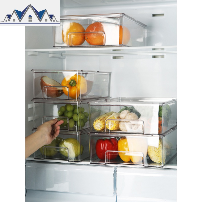 翻盖冰箱收纳盒 抽屉式可叠加冷藏冷冻储物食品保鲜盒 果蔬整理神 三维工匠高清大图
