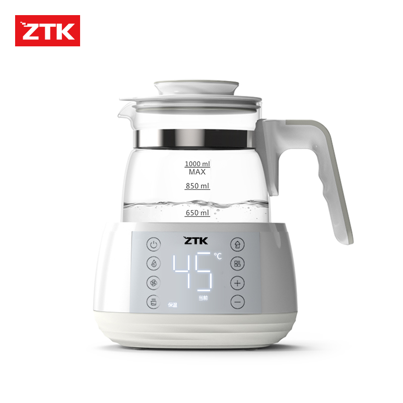 ZTK 电热水壶家用玻璃瓶全自动断电智能恒温保温一体小型煮开水烧水壶 型号Z-TNQ1000灰色