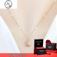 JiMi999银银项链女玫瑰金星月锁骨链简约小众设计送女友情人节礼物 玫瑰金色星月项链礼盒装