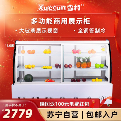 雪村(Xuecun)DL-1000 1米 多功能商用展示柜 熟食柜 冷藏点菜柜 超市水果店 麻辣烫柜 商用冷柜 冰柜
