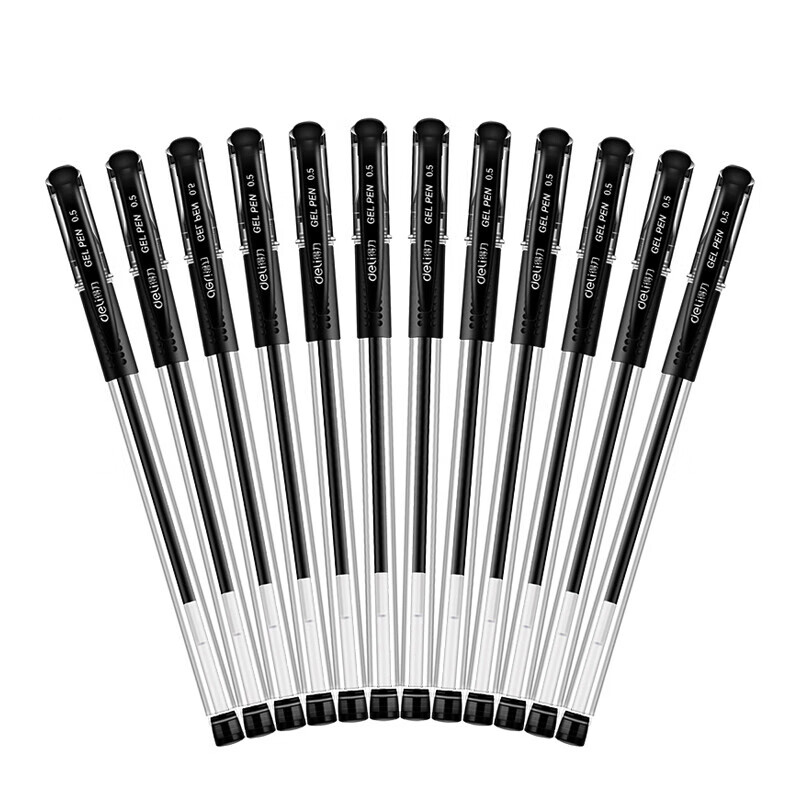 得力6600签字笔05mm中性笔子弹头黑色12支盒