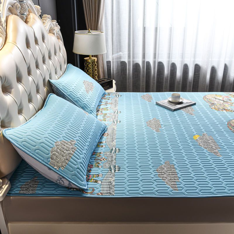 皇家天然乳胶凉席三件套冬夏两用冰丝凉席可折叠水洗空调房软席子