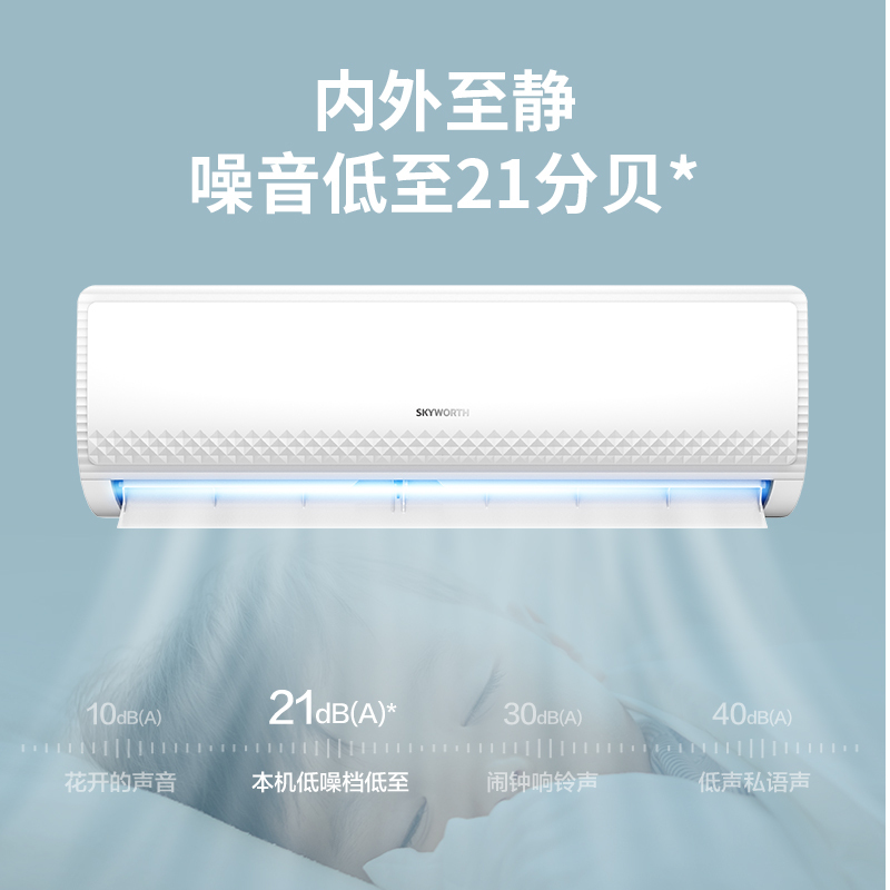 创维 自营1.5匹壁挂式变频冷暖挂机 新三级能效上下扫风 家用空调KFR-35GW/V3GB1A-N3