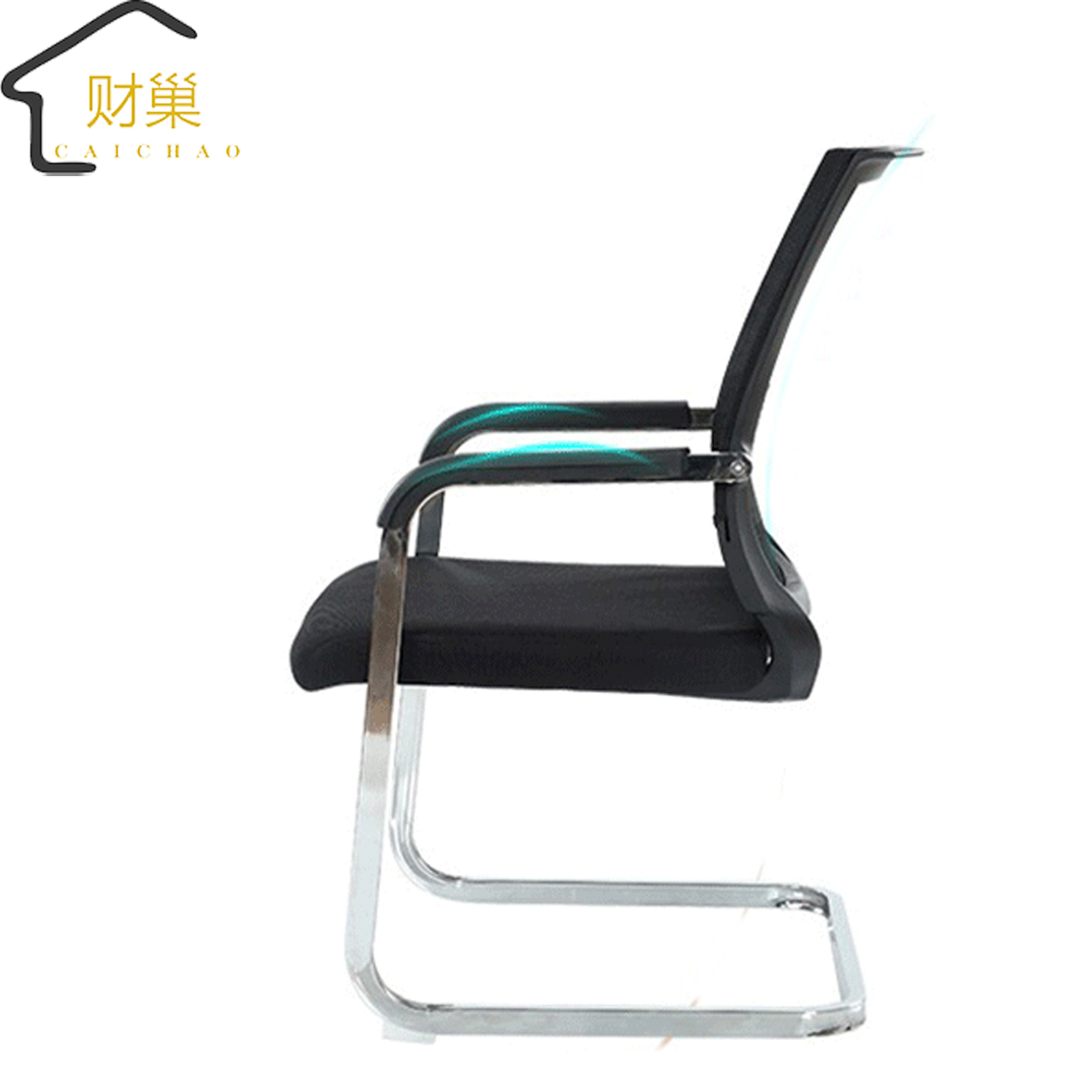 财巢 弓形办公椅 黑色 /把高清大图