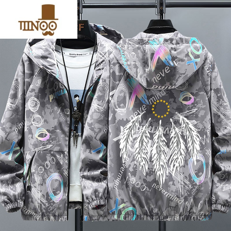 YANXU2023年新款男装秋季外套韩版潮流帅气学生夹克男生褂子外衣服 L90-115斤 彩灰色羽毛秋季高品质外套