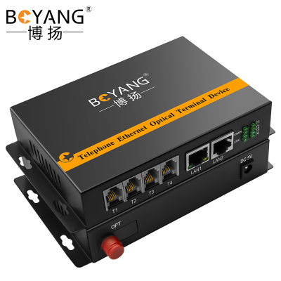 博扬(BOYANG)数字电话光端机4路电话+2路千兆网络 4路对讲语音+2路千兆以太网光纤传输FC接口 BY-4P2GE