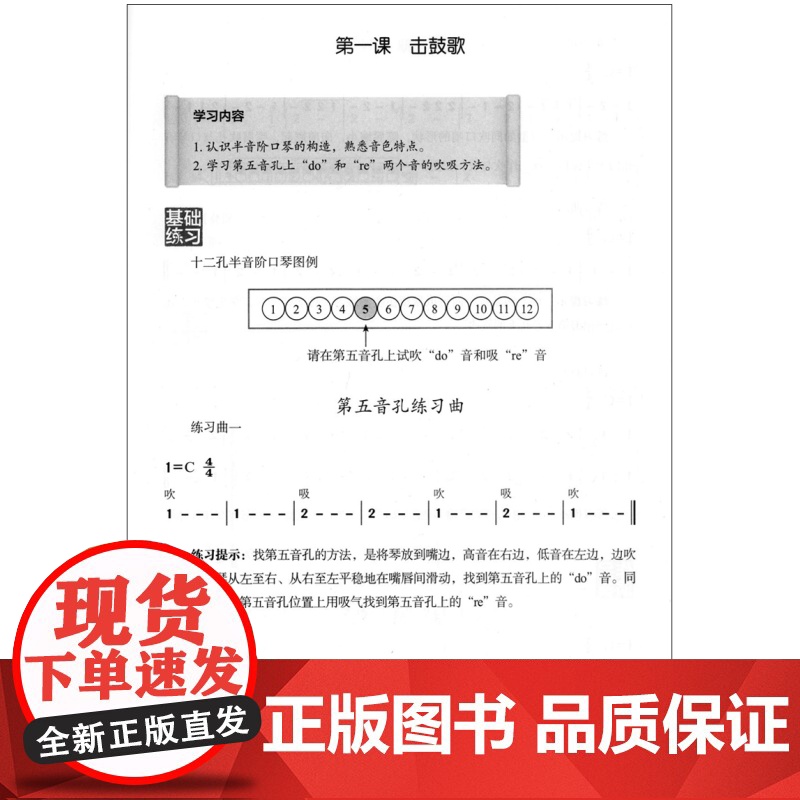 半音阶口琴入门 器乐进课堂系列教材 中小学音乐艺术全媒体教材 扫码版 王家祥 儿童口琴启蒙入门初级培训教材 上海音乐出版高清大图
