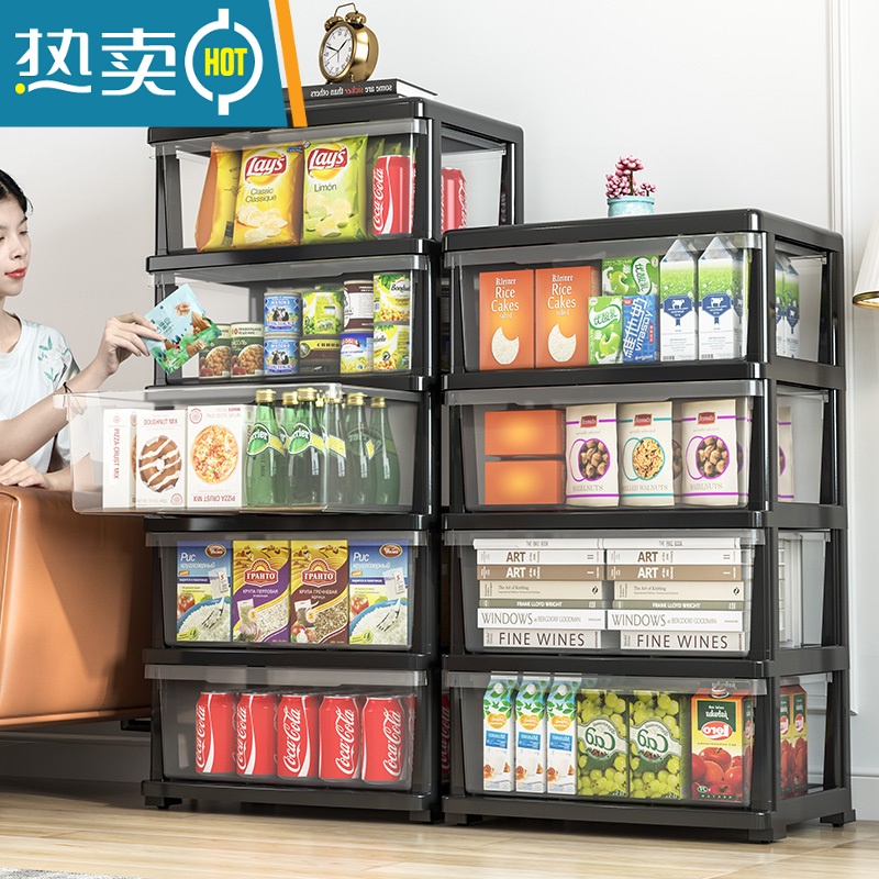 XIANCAI家用零食置物架儿童玩具收纳架卧室宿舍床头整理收纳盒可移动推车高清大图