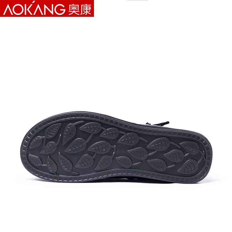 奥康棉鞋女冬季加绒保暖短靴女高帮中老年妈妈棉皮鞋图片