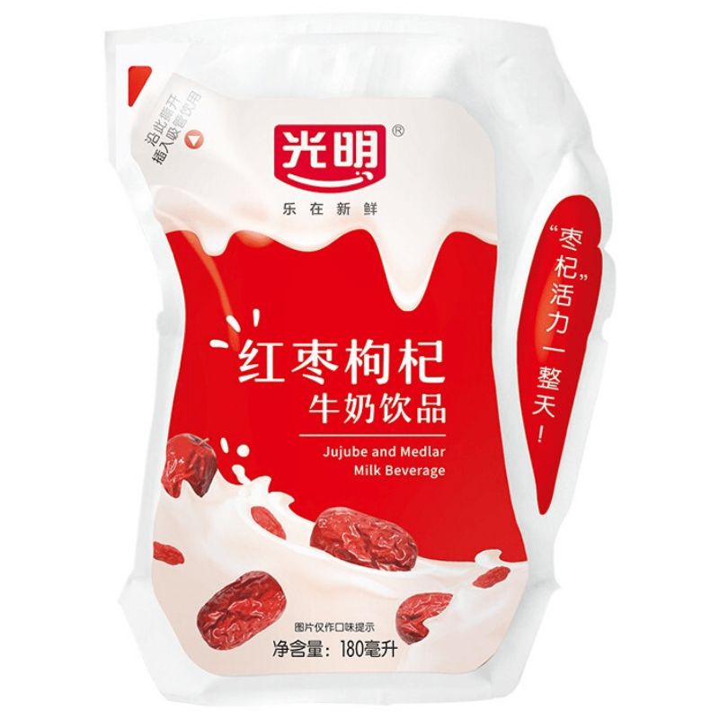 光明轻巧包红枣枸杞乳酸牛奶饮品180g*12 包 低糖