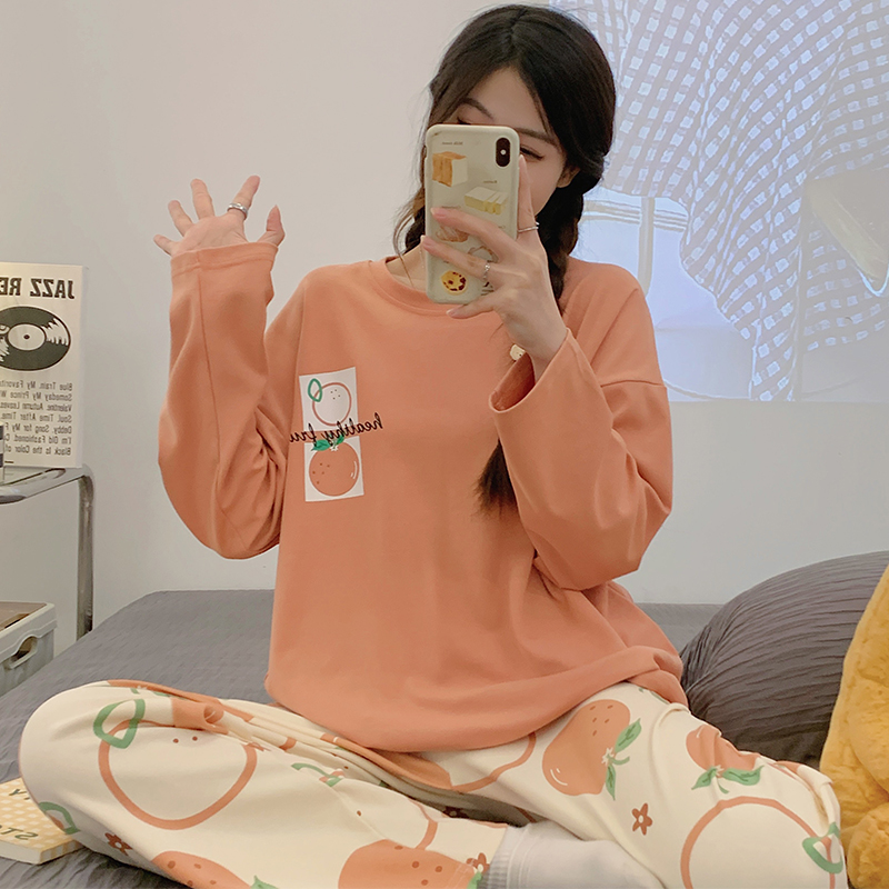 长袖长裤睡衣女春秋款纯棉夏天可爱女款女孩初中生家居服2025新款 XXL D-63034