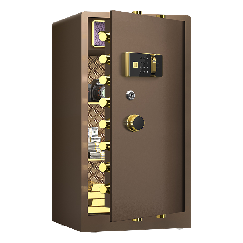 臻远ZY-NW-BXGS-68全钢实心保险柜办公防盗保险箱 高150cm咖色指纹款高清大图