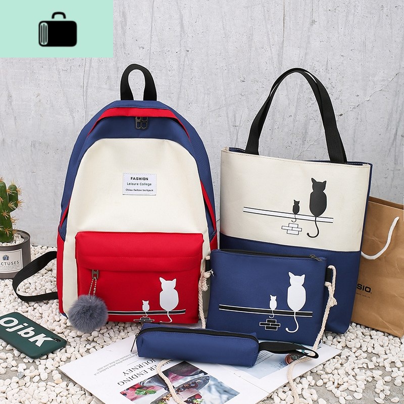 古着感少女书包女韩版校园初中高中学生森系百搭双肩包2020新款潮NEW LAKE 蓝色