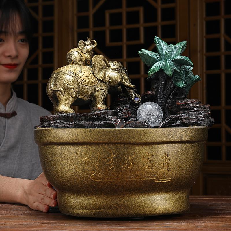 美帮汇流水大象摆件母子小象客厅电视柜桌台朋友新居搬家装饰品高清大图
