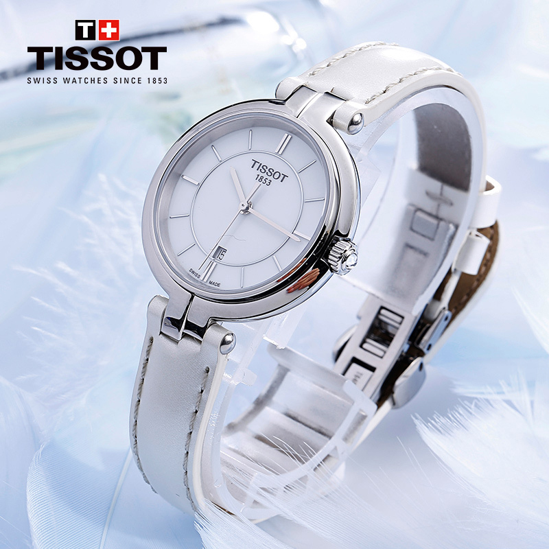 天梭(TISSOT)瑞士手表 简洁百搭柔美优雅气质 弗拉明戈系列皮带女士石英表T094.210.16.011.00 礼物
