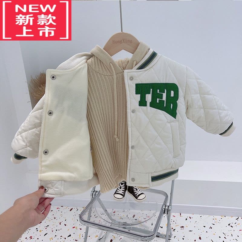 可莉允新品反季童装加绒棒球棉服男童女童中小童婴幼儿宝宝夹克外套图片