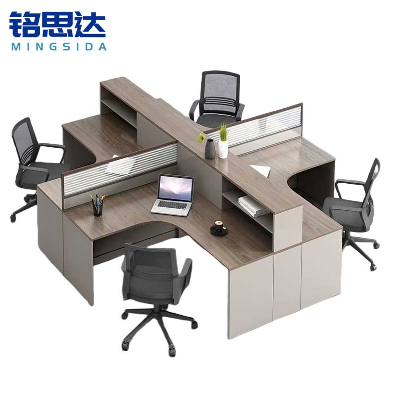 铭思达办公桌四人含椅套高清大图