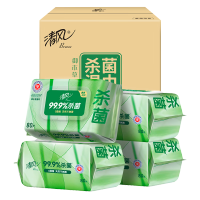 清风御本草杀菌湿巾80片*4包 带盖抽取式 杀菌率99.9% 整箱
