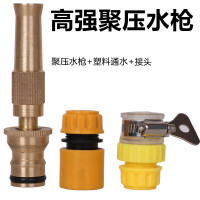 高压洗车水枪铜家用喷枪浇花工具增压水龙头洗车神器水管喷水电动 铜直喷水枪+塑料通水+接头 默认