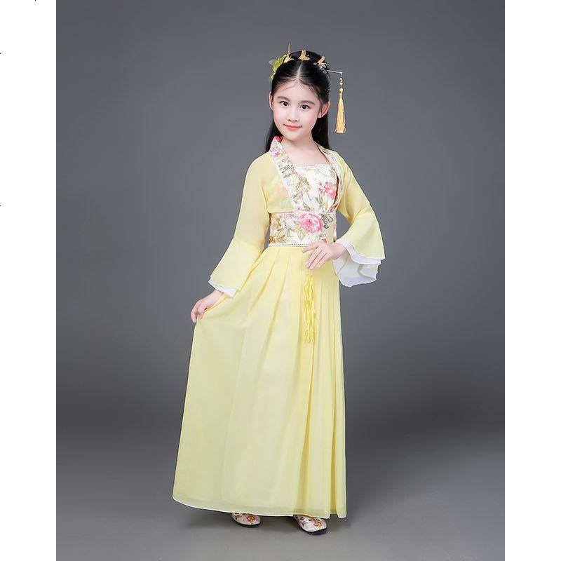 儿童古装小七仙女公主裙古筝表演服古代唐装汉服贵妃服小女孩古装
