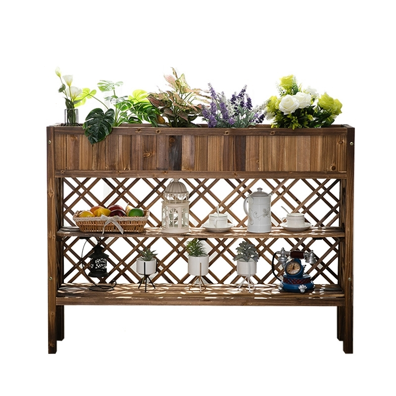 室内围栏花架饭店餐厅置物架户外木室内隔断花槽木栅栏100长90高25宽