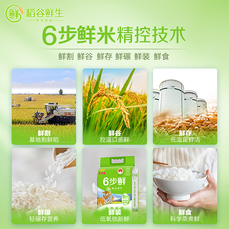 金龙鱼稻谷鲜生六步鲜五常大米5KG6步鲜东北大米五常大米10斤鲜米
