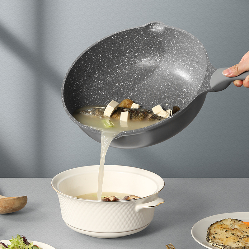 炊大皇(COOKER KING)星空灰不粘炒菜锅家用平底炒锅铝合金易洁锅具明火燃气电磁炉通用30cmCG30XK