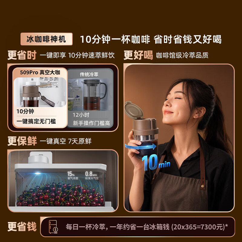 海信大薄荷509Pro法式冰箱自动制冰10min冷萃咖啡双系统超薄嵌入BCD-509E7SFZSD白高清大图