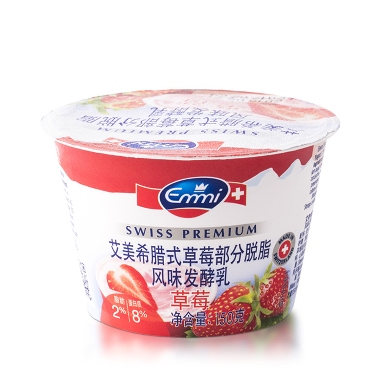 艾美牌希腊式草莓部分脱脂风味 瑞士原装进口酸奶150g*6杯