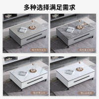 欧梵森 北欧轻奢岩板茶几电视柜组合推拉伸缩大理石岩板电视柜小户型客厅家具意式风岩板现代简约套装家用储物柜