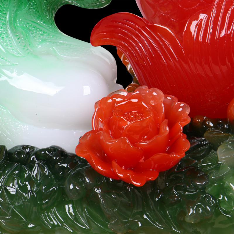 美帮汇鱼摆件白菜牡丹工艺品富贵有余家居饰品客厅酒架酒柜摆设高清大图