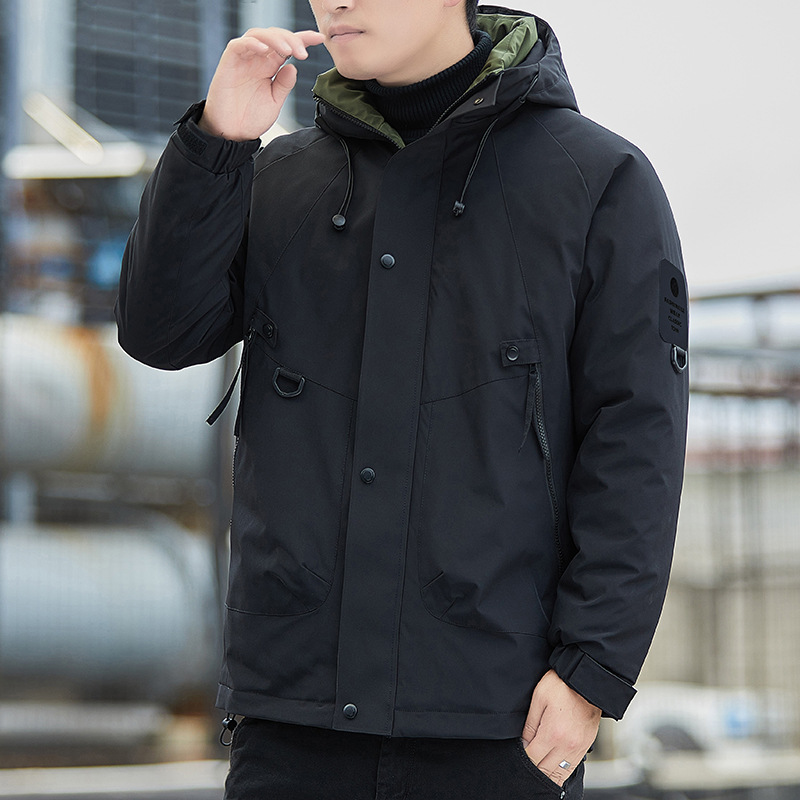 啄木鸟户外冲锋衣男士外套冬季潮流羽绒棉服加厚棉衣连帽宽松棉袄高清大图