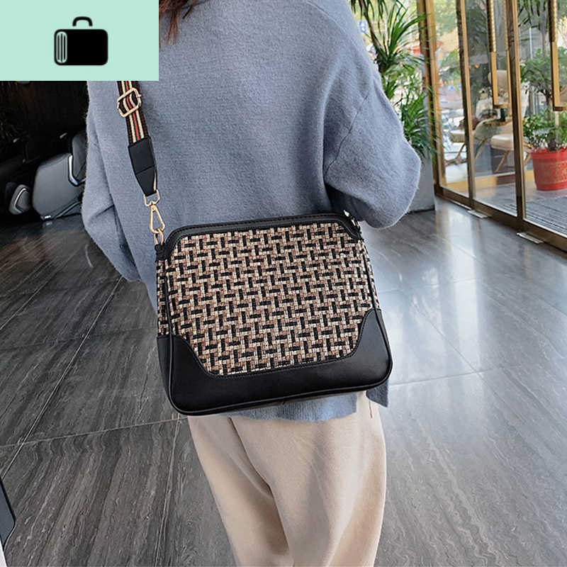 大容量质感包包女2020春季新款毛呢托特包韩版百搭气质宽带斜挎包NEWLAKE高清大图