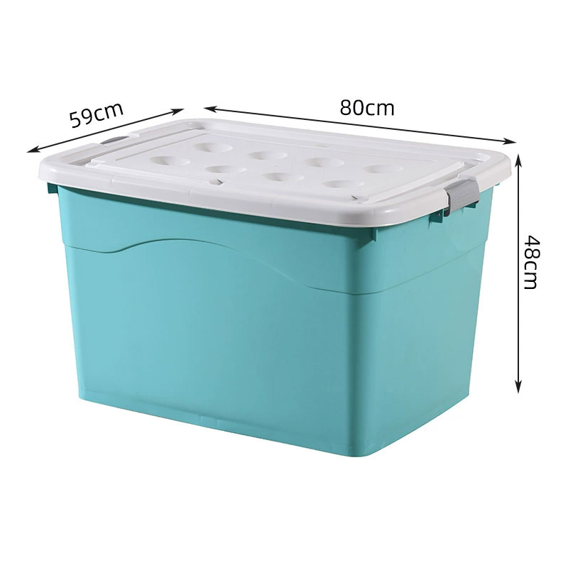 翌嘉YJ4120526塑料收纳箱带盖子储物整理箱存放箱 绿色 800*590*480高清大图